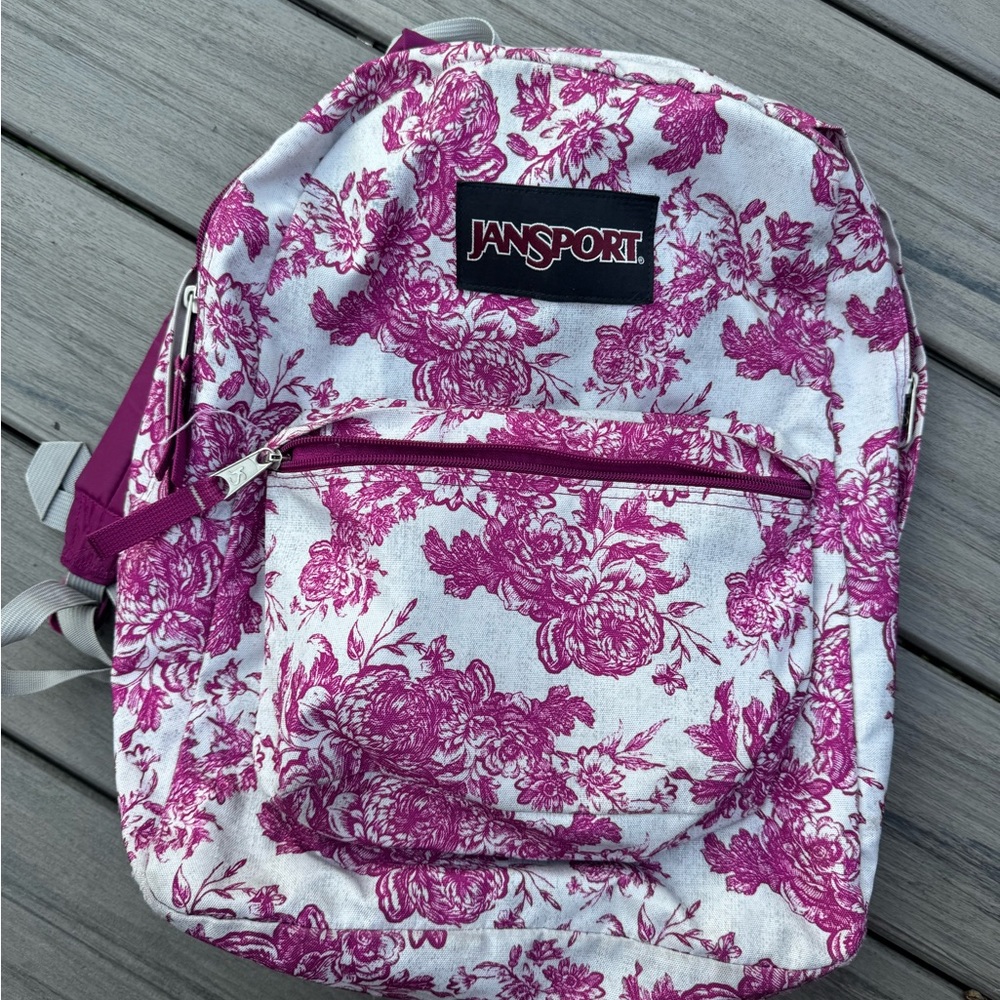 Rose patterned Jansport backpack